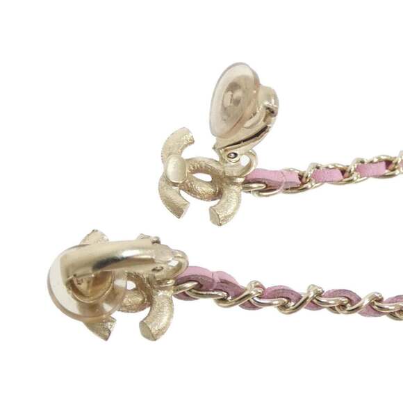 Chanel 23P Crystal CC Pink Heart Drop Earrings 1O6  CHANEL Pink Earrings